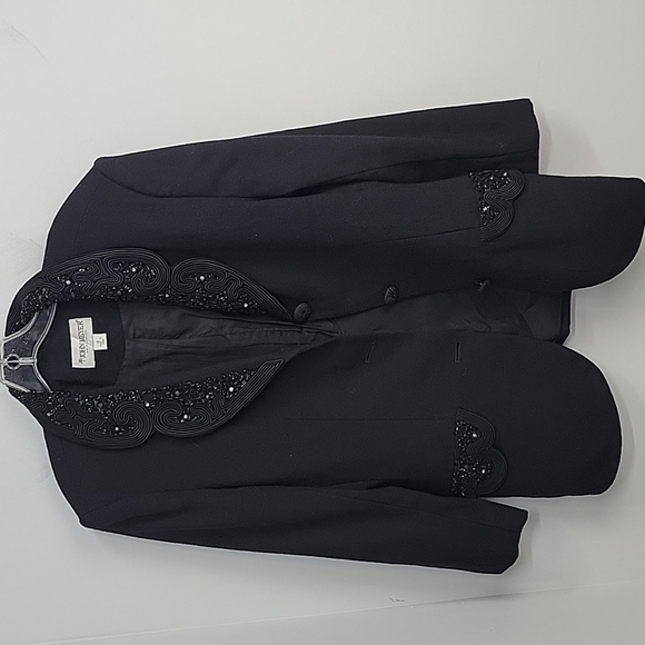 Vintage Jackets & Blazers - JOHN MEYER of Norwich Black Sequin Embellished Wool Blazer Suit Jacket Vintage